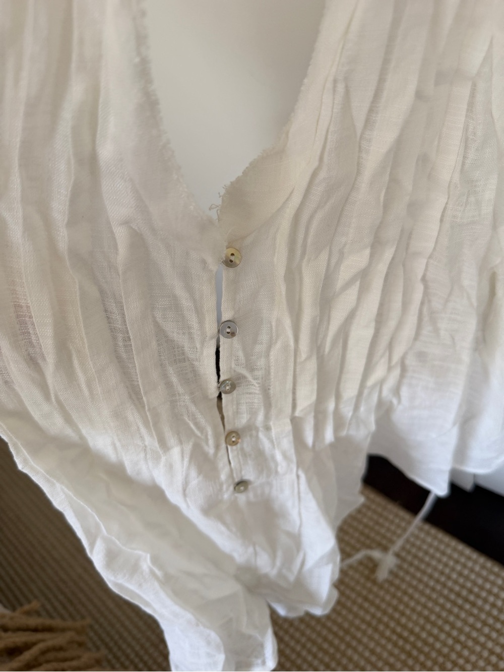 Zara White Button-Front Cotton Tank Top
